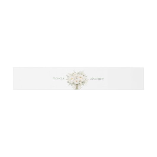 All White Florals Wedding Uitnodigingen Wikkel (Vlak)