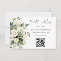 All White Hortensia Rozen Trouwwebsite QR Code