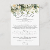 All White Hydrangea Rose Flowers Greenery Wedding Informatiekaartje (Voorkant)