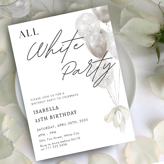 All White Party Een nacht in White Birthday Kaart