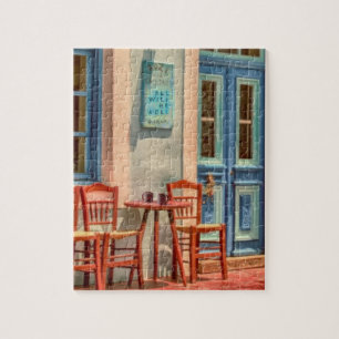 "ALL WILL BE WELL" message on GREEK CAFE MENU; Legpuzzel