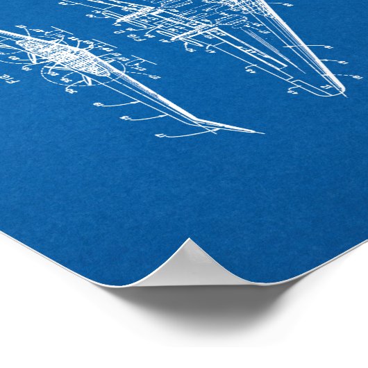 All-wing Airplane Patent - blauwdruk Poster (Hoek)