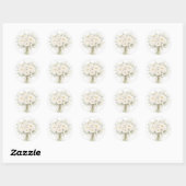 All-Witte Bloemige Bruiloft Ronde Sticker (Vel)
