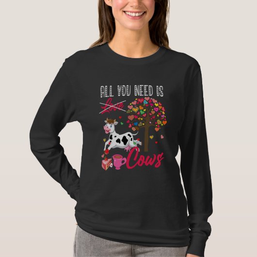 All You Need Is Cows Valentine's Day Hearts Farmer T-shirt (Voorkant)