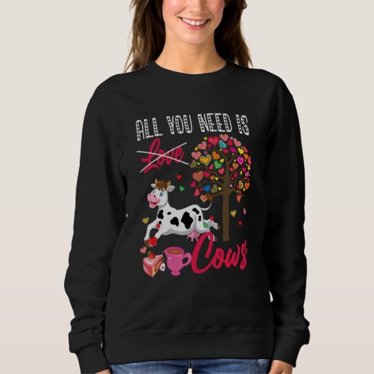 All You Need Is Cows Valentine's Day Hearts Farmer Trui (Voorkant)