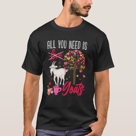 All You Need Is Goats Valentine's Day Hearts Farme T-shirt (Voorkant)