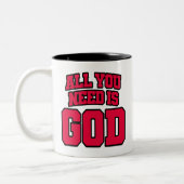 All you need is God Tweekleurige Koffiemok (Links)