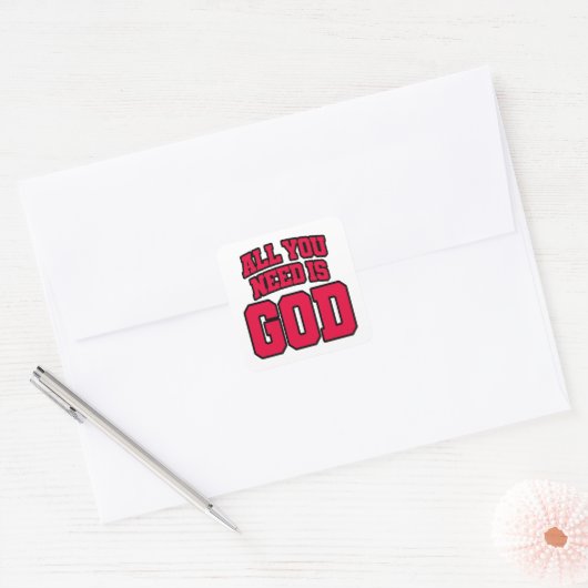 All you need is God Vierkante Sticker (Envelop)