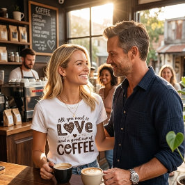 All you need is love and a good cup of coffee t-shirt