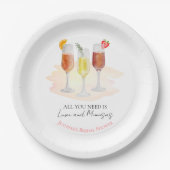 All You Need Is Love and Mimosas Bruidsfeestje Papieren Bordje (Voorkant)