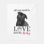 All You Need Is Love and My Dog – Custom Pet Name Fleece Deken (Voorkant)