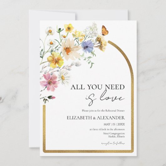 All You Need Is Love | Boho repetitie diner Kaart (Voorkant)