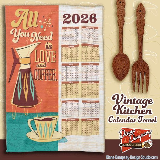 All You Need Is Love + Coffee Calendar Towel 2026 Theedoek