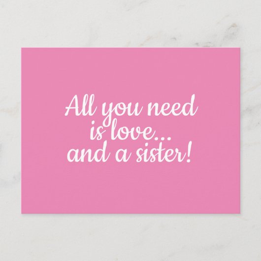 All You Need Is Love...en een zus roze en wit Briefkaart (Voorkant)