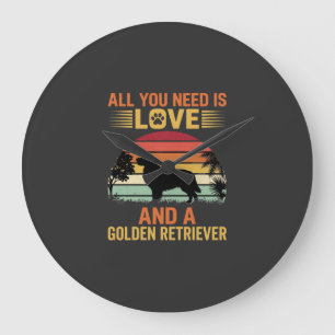 All You Need Is Love Golden Retriever Grote Klok