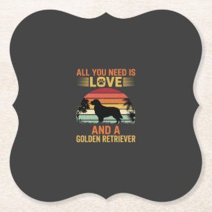 All You Need Is Love Golden Retriever Kartonnen Onderzetters