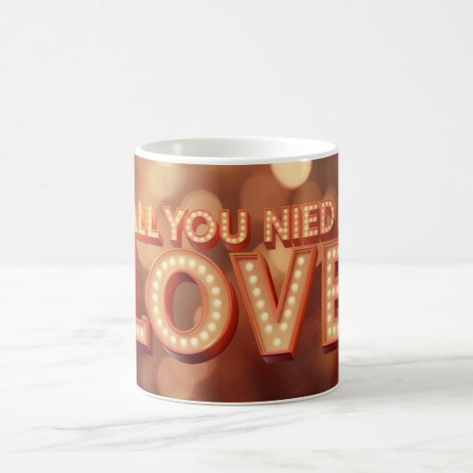 All You Need Is Love Mug | Retro Light Sign Valent Koffiemok (Center)