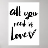 All You Need Is Love | Penseelkalligrafie-Poster Poster (Voorkant)