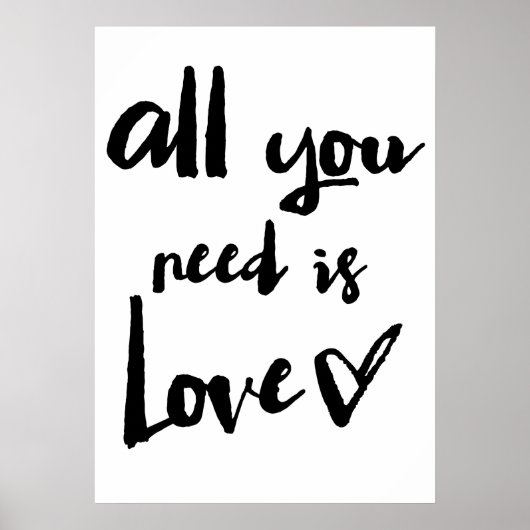 All You Need Is Love | Penseelkalligrafie-Poster Poster (Voorkant)