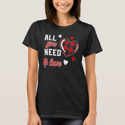 All You Need is Love Plaid Heart Valentine Day Boy T-shirt (Voorkant)