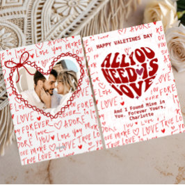all You Need Is Love Red Heart Valentines Day Feestdagenkaart