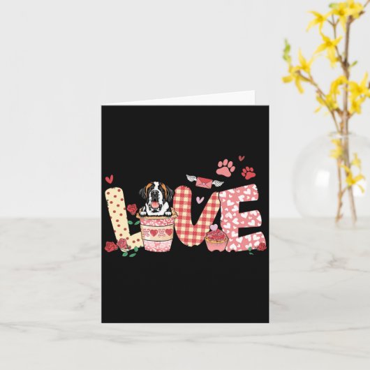 All You Need Is Love Saint Bernard And Coffee Vale Kaart (Gele Bloem)