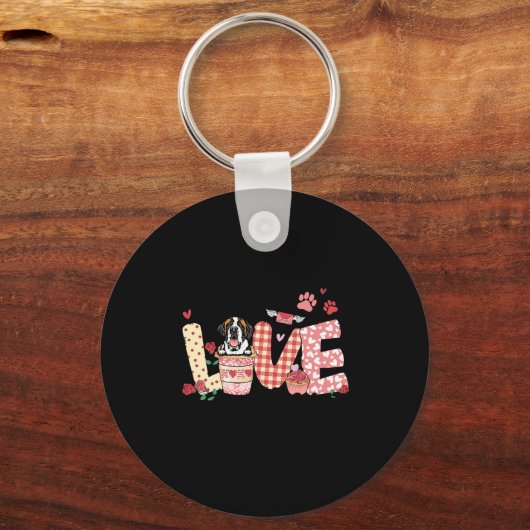 All You Need Is Love Saint Bernard And Coffee Vale Sleutelhanger (Voorkant)