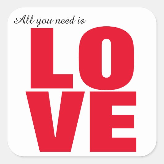 All You Need Is Love Square Stickers (Voorkant)