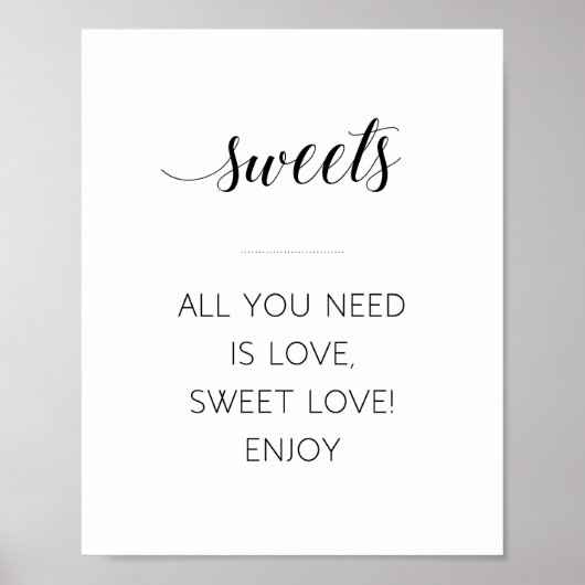 All You Need Is Love Sweet Love Trouwbord Poster (Voorkant)