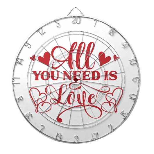 All You Need Is Love Typografie Dartbord (Voorkant)
