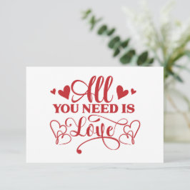 All You Need Is Love Typografie Plat Kaart