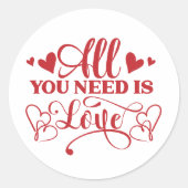 All You Need Is Love Typografie Sticker (Voorkant)