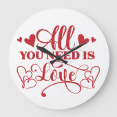 All You Need Is Love Typografie Wandklok (Voorkant)