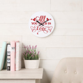 All You Need Is Love Typografie Wandklok