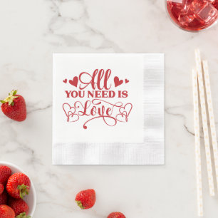All You Need Is Love Typography Papieren servetten