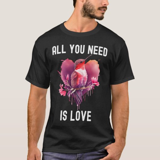All you need is love with heart Birds Valentine's  T-shirt (Voorkant)
