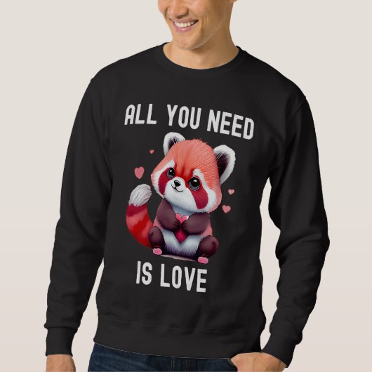 All you need is love with heart red panda Valentin Trui (Voorkant)