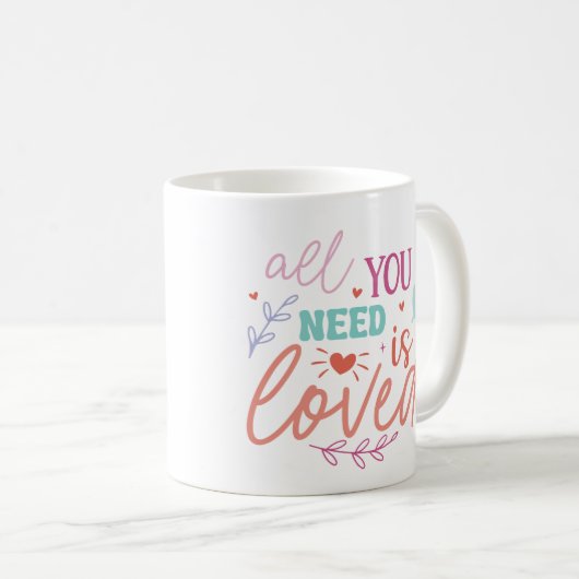 All You Need is Loved – Inspirational Mug with Hea Koffiemok (Voorkant rechts)