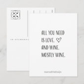 All you need is wine, grappige quote kaart (Voorkant / Achterkant)