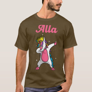 ALLA Name Personalized Birthday Dabbing Unicorn Qu T-shirt