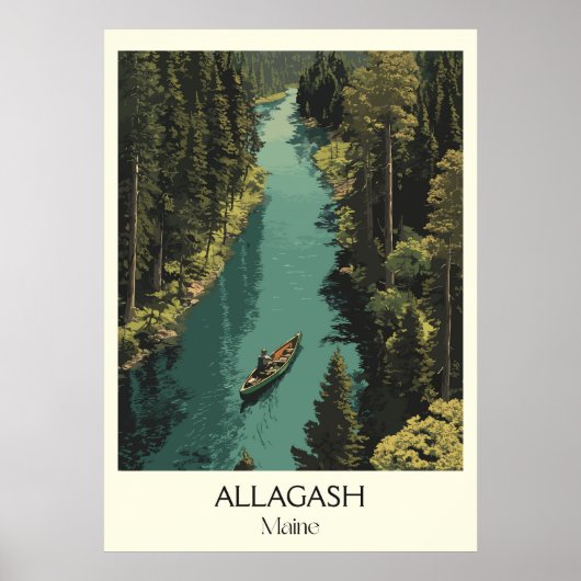 Allagash Maine  River Canoe Forest Art Poster (Voorkant)