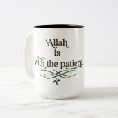 Allah Is With the Patient Minimal Islamic Mug Tweekleurige Koffiemok (Voorkant links)