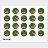 Allah Islamitisch groen roze ronde stickers (Vel)