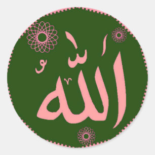 Allah Islamitische groene roze ronde stickers