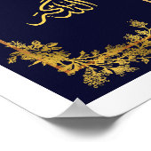 Allahu Akbar In Arabisch Blauw en Gouden Kleur Poster (Hoek)