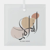 Allahuakbar, moderne Arabische kalligrafie, اللهأب Glas Ornament (Voorkant)