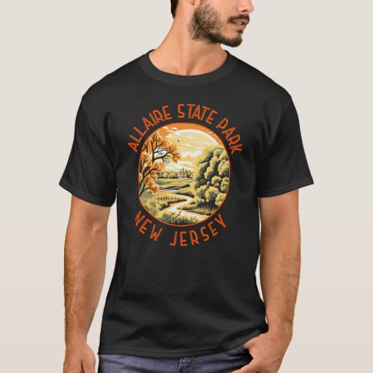 Allaire State Park New Jersey Retro gestoord T-shirt (Voorkant)
