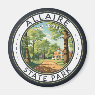 Allaire State Park New Jersey Travel Art Badge Magneet