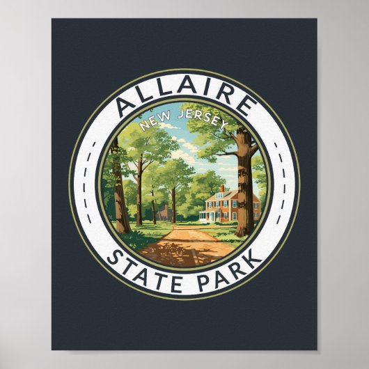 Allaire State Park New Jersey Travel Art Badge Poster (Voorkant)