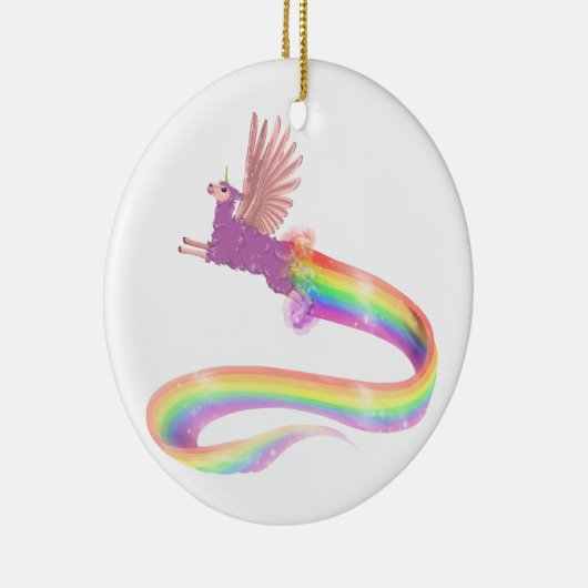 Allamacorn Rainbow Keramisch Ornament (Rechts)